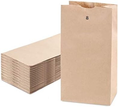 FMP Brands 200 Pack 8 lb Brown Paper Lunch Bags, 12.4 x 6 x 4" Premium Kraft Paper Bags Bulk for Small Business, Recyclable Paper Snack Sacks, Durable Paper Grocery Bag for Food Storage, Packing FMP Brands