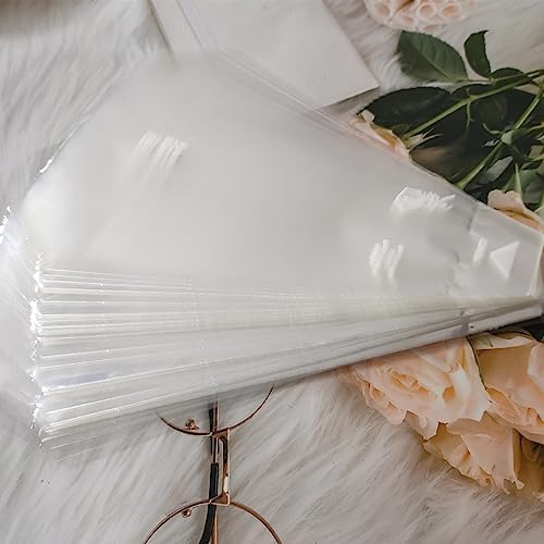 Plastic Sandwich Bags Packaging Container, Clear Triangle Bakery Wrappers for Sandwiches,Easy to Tear (100 Pack) Honkenda