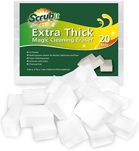 (20 Pack) Extra Thick Magic Sponge Eraser by SCRUBIT- Kitchen, Bathroom, Floor and Wall Cleaner - Miracle Melamine Cleaning Sponges- Durable Long Lasting Foam Scrubbing Pads for Tough Stains and Dirt Scrubit