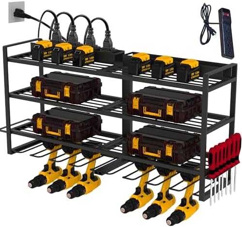 Power Tool Organizer-Power Tool Organizer Wall Mount Drill Holder Wall Mount Cordless Tool Organizer Tool Charging Station Power Tool Charging Station Drill Organizer Wall Mount with Power Strip Fiztik