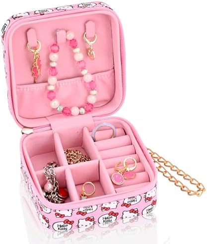 Шкатулка для ювелирных украшений Hello Kitty | Несколько compartments для организации | Компактный дорожный кейс с молнией Fast Forward