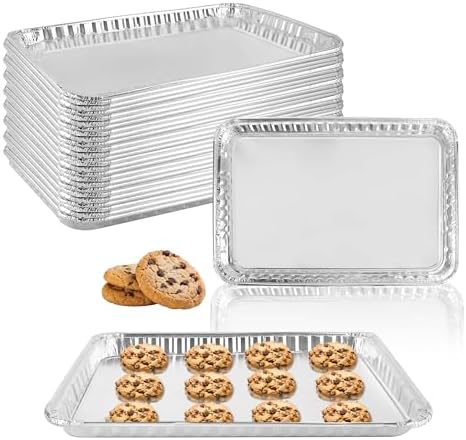 24 Pack 16 x 11 inch Aluminum Disposable Cookie Sheets for Baking and Roasting Disposable Aluminum Foil Grilling Pans for Brownie Tins,Cooking Thin, Cakes YEUIKERR