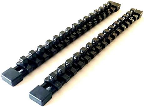 2pc 3/8" ABS MOUNTABLE SOCKET RAIL HOLDER ORGANIZER BLACK SH38BL TRAY 14" LONG Shueysales