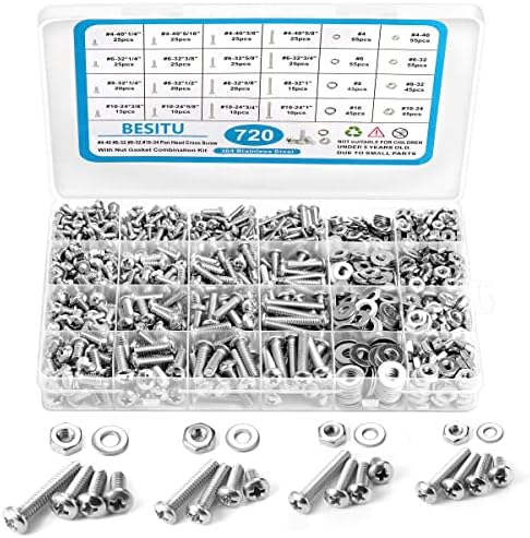 1705 Pcs Machine Screw Assortment Kit, M2 M3 M4 M5 Metric Bolts and Nuts Kit with Lock and Flat Washers, Hex Button Head 10.9 Alloy Steel Cap Screw Set with Allen Wrench Besitu