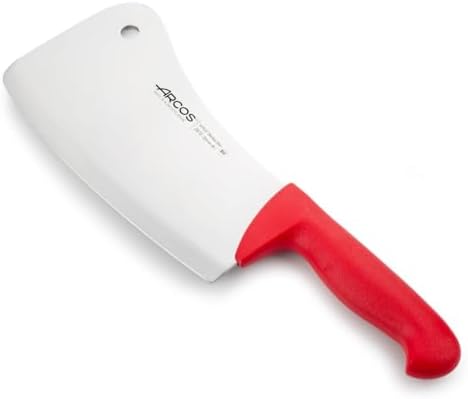 ARCOS Cleaver Knife 8 Inch Nitrum Stainless Steel and 200 mm Blade. Professional Butcher Knife. Ergonomic Polypropylene Handle. Series 2900. Color Red. Arcos