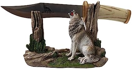 BestGiftEver Decorative Hunting Blade Knife with Wolf Display Stand - Hunting Cabin Home Decoration BestGiftEver