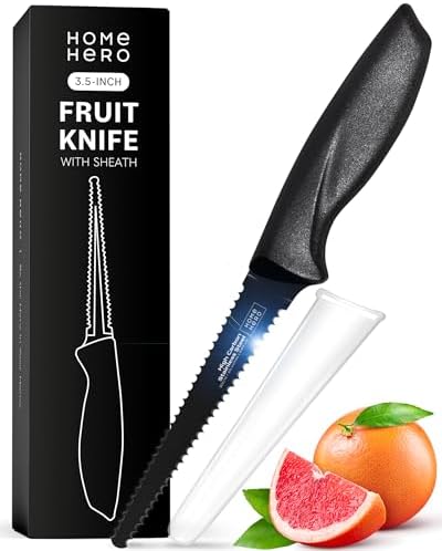 Home Hero 2 Pcs Grapefruit Knife with Sheath - High Carbon Stainless Steel Chopping Knife with Ergonomic Handle - Razor-Sharp Multi-Purpose Kitchen Knife for Chopping Vegetable and Cooking Home Hero