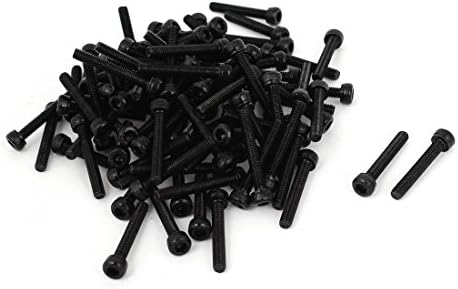 sourcing map M3 x 20mm Alloy Steel Hex Bolt Socket Head Cap Machine Screws Black 100 Pcs Sourcing map