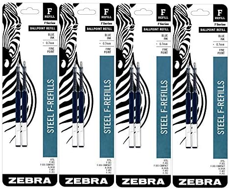 Заменяющий картридж для шариковой ручки из нержавеющей стали, диаметр 0,7 мм, синяя паста, 2 штуки Zebra Pen