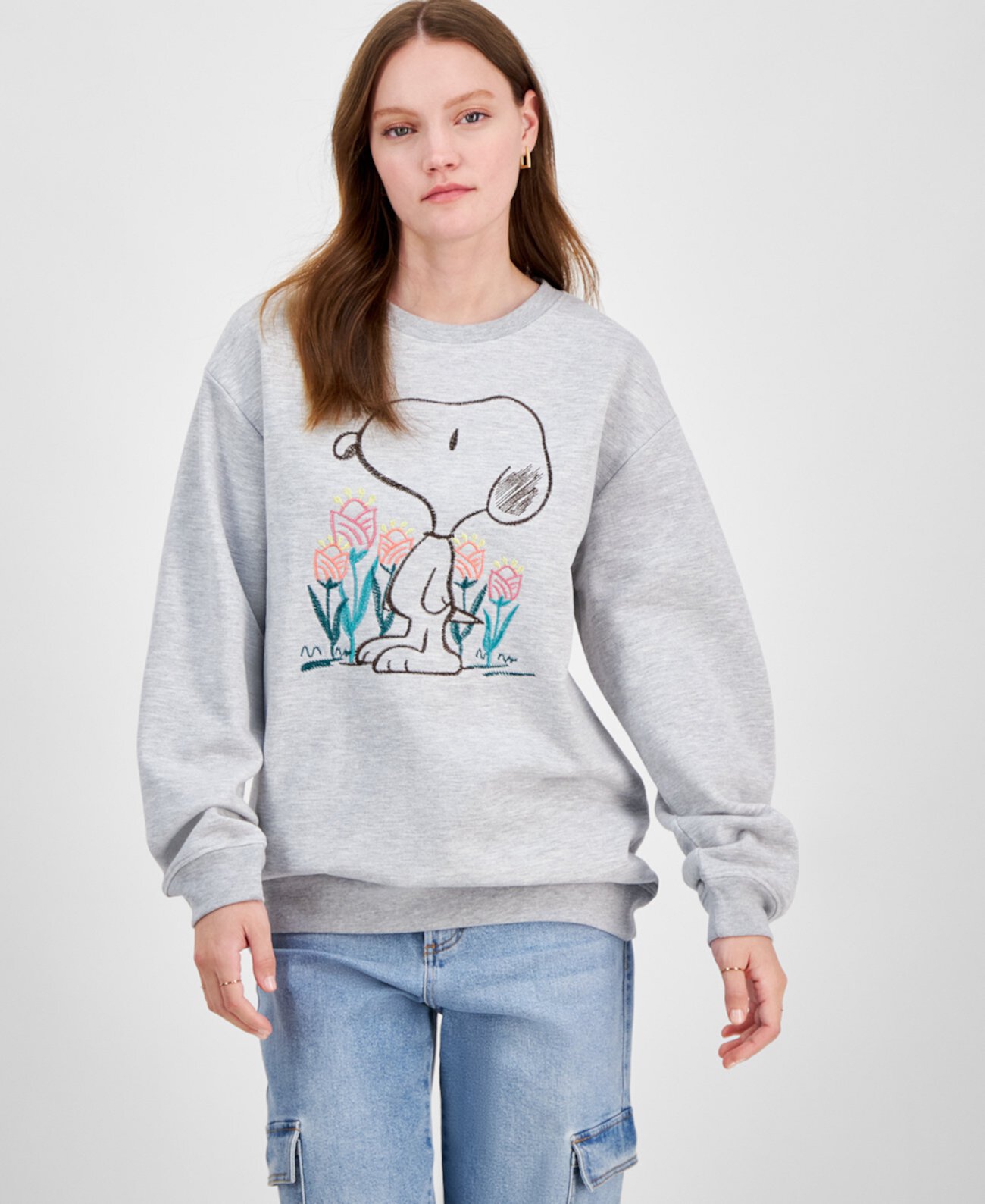 Juniors' Snoopy Floral Graphic Sweatshirt Freeze 24-7