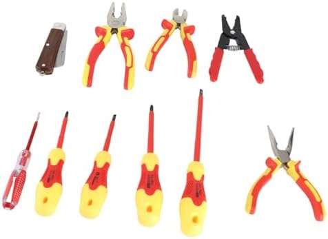 Insulated Electrician Screwdriver Set, 10 Pcs Electrician Tool Set, Insulated Electrician Tool Set with Slotted Head Tip Electrician, Screwdrivers Garosa