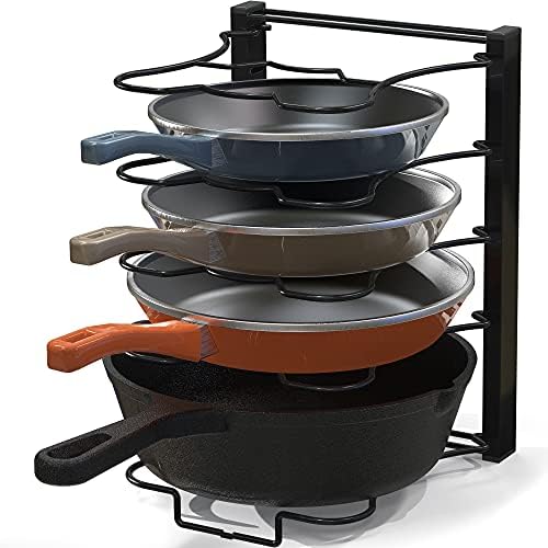 Simple Houseware Iron 5 Compartments Height Adjustable Pan Organizer, Black Simple Houseware