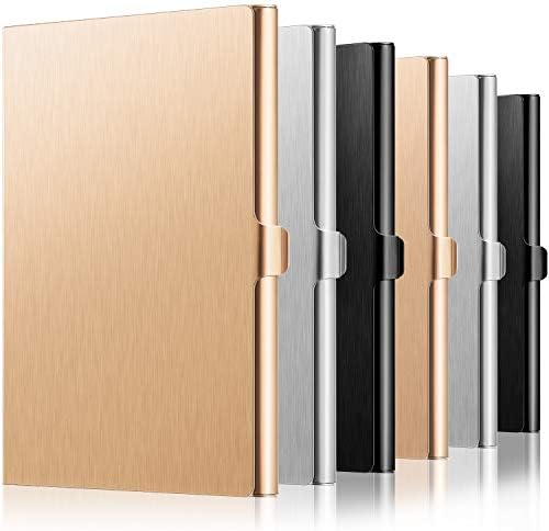 Leinuosen 6 Pieces Aluminum Business Card Holder Case Metal Name Card Credit Card Holder Pocket for Men and Women Stainless Steel Wallet Credit Card ID Case for Office(2 Black, 2 Silver, 2 Rose Gold) Leinuosen