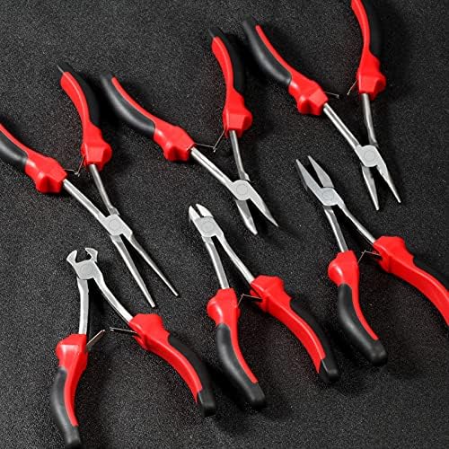 SPEEDWOX Long Reach Bent Nose Pliers, 6.5 Inches 45 Degree Curved Nose Pliers with High Leverage TPR Handles, Jewelry Making Pliers for Hard to Reach Narrow Spaces Reduce Efforts Speedwox