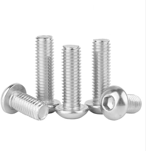 M5x20mm Button Head Screws, 50Pcs M5-0.8x20mm Button Head Socket Cap Screw Blots,304 Stainless Steel Machine Blot,Allen Socket Drive,Full Thread,Bright Finish,Quantity 50 YILANDI