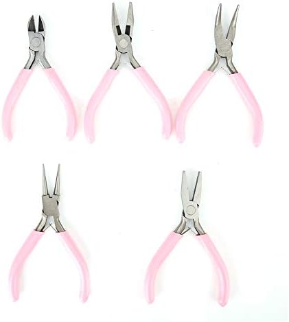 Jewelry Pliers Tool, Jewelry Pliers Set, 5pcs Mini Pink 4in Metal Pliers Set Kit Cutter Handwork Jewelry Pliers Jewelry Crafts Tool, Generic4dp9bzuhen Generic