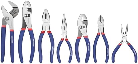 7-piece WORKPRO Pliers Set with Groove Joint, Long Nose, Slip Joint, Linesman, and Diagonal Pliers for DIY & Home Use Workpro