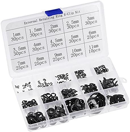 uxcell E-Clip Circlip - 400Pcs 15-Size External Retaining Shaft Snap Ring Carbon Steel Assortment Set Uxcell