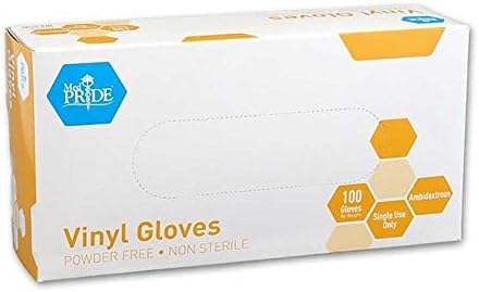 MedPride General Purpose Powder-Free Vinyl Gloves, Medium, Case/1000 (10 Boxes of 100) Med Pride