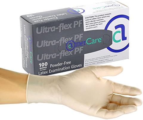 AmerCare Ultra Flex Powder Free, Latex Exam Gloves AmerCare