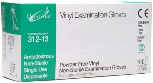 Vinyl Powder Free Medical Exam Gloves Large 100/box OmniTrust