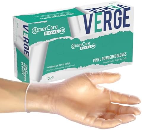 AmerCare Verge Powdered Gloves, Vinyl AmerCare