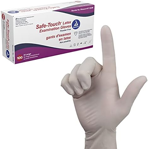 Dynarex Safe-Touch Disposable Latex Exam Gloves, Powder-Free, Used in Healthcare & Professional Settings, Bisque, 1 Box of 100 Gloves (X-Large) Dynarex