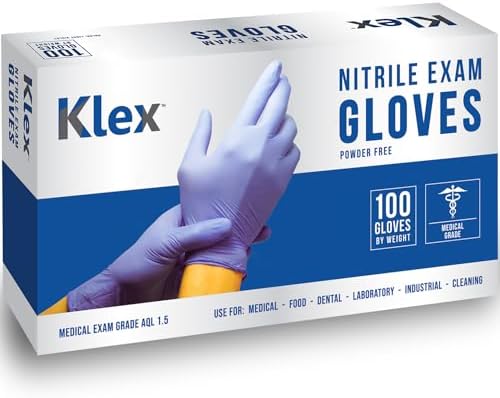 Klex Nitrile Exam Gloves - Medical Exam Grade, Powder Free, Rubber Latex Free, Strong 3.5mil, Food Safe, Lavender Klex