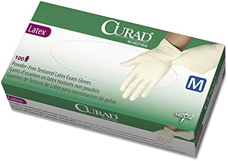 Curad Latex Exam Gloves, Powder-Free, Medium, 100/Box MIICUR8105 Medline