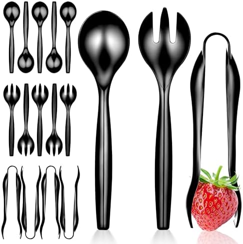 18 Count Disposable Serving Utensils, Black Plastic Serving Utensils Set for Catering Weddings, Holiday Parties, and More, Disposable Serving Spoons for Buffet, Party Utensils, Stock Your Home Stock Your Home