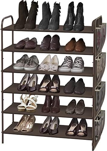 Simple Houseware 6-Tier Shoe Rack Storage Organizer w/Side Hanging Bag, Bronze Simple Houseware