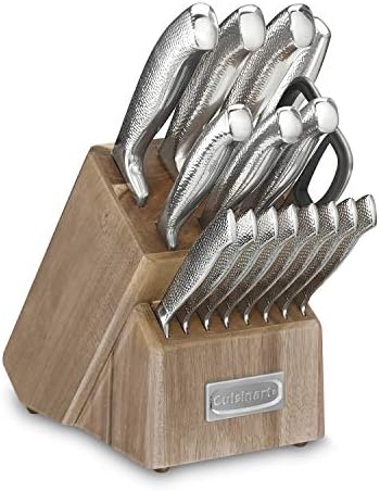 Cuisinart Classic High-Carbon Hammered Stainless Steel Forged Knife Set With Sheath Blade Gaurds (17-Piece Set) Cuisinart