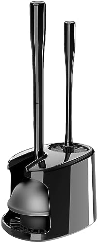 MR.SIGA Toilet Plunger and Bowl Brush with Holder, Heavy Duty Toilet Brush and Plunger Set for Bathroom Cleaning, Black, 1 Set Mr.Siga