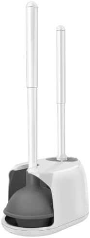 SetSail Toilet Brush and Plunger Set, Toilet Plungers for Bathroom Heavy Duty Toilet Bowl Brush and Holder Hidden Toilet Plunger and Brush Set for Deeply Cleaning - White SetSail