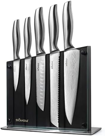 Hampton Forge Skandia Reflections 6 Piece Glass Block Knife Set, one size, Taupe/Grey Hampton Forge