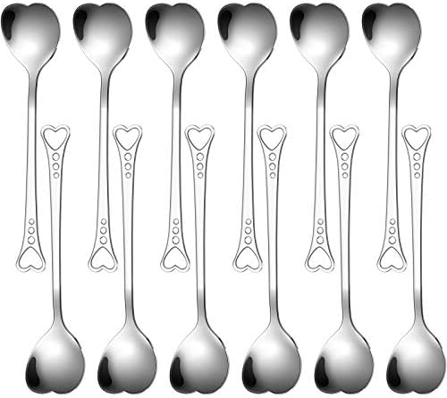 Набор чайных ложек из нержавеющей стали в форме сердца, 12 штук, 14.5 см, для чая, кофе, десертов и подарков на День Святого Валентина Patelai