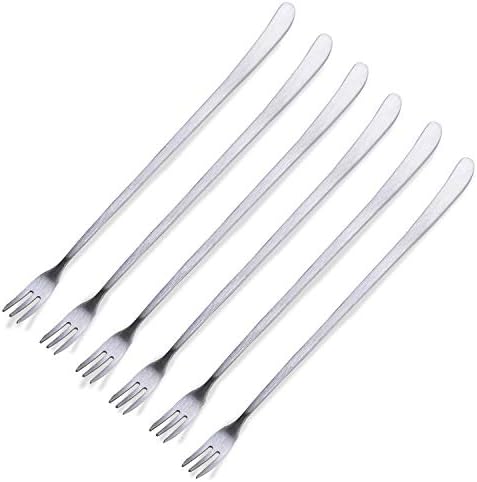 [JSeven] Long Handle Forks, Stainless Steel Dessert Forks, Fruits, Pickles Forks, Fancy Table Forks (6 Pcs) JSEVEN