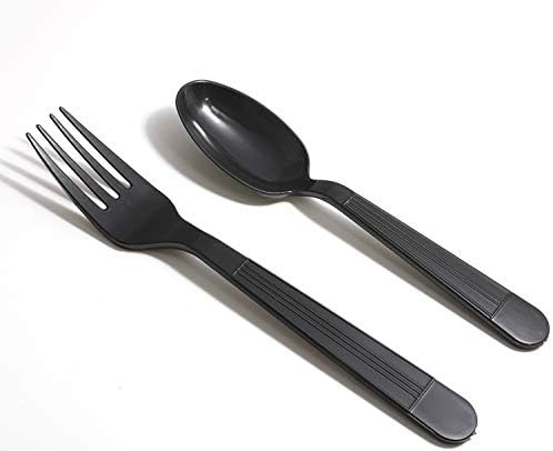 Supernal 360pcs Black Plastic Utensils Black Plastic Cutlery Plastic Forks and Spoons 120 Plastic Forks 120 Plastic Spoons 120 Plastic Knives Plastic Party Cutlery Pack Set for Party Wedding Birthday Supernal