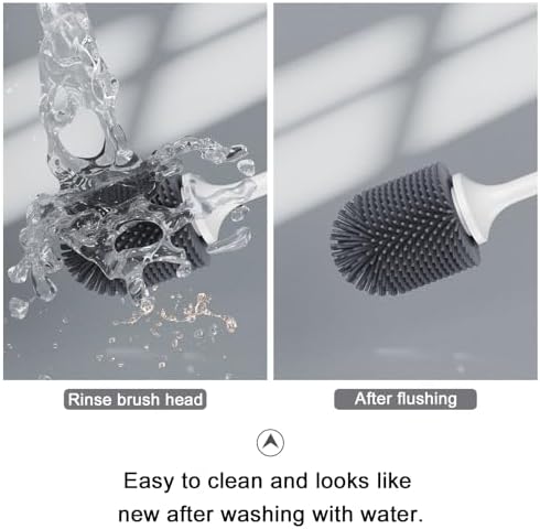 Toilet Brush, Lefree Silicone Toilet Brush and Holder Set with Ventilated Holder, Toilet Brush Set for Bathroom,Floor Standing & Wall Mounted Toilet Scrubber Without Drilling Lefree