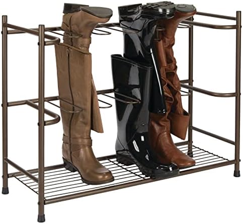 mDesign Boot Storage and Organizer Rack, Space-Saving Holder for Rain Boots, Riding Boots, Dress Boots - Holds 6 Pairs - Sleek, Modern Design, Sturdy Steel Construction - Espresso Brown MDesign