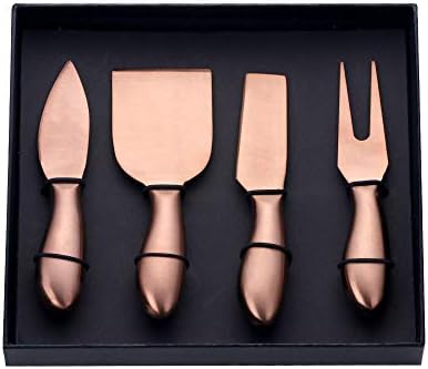 Buyer Star Black 4 Piece Cheese Knife Set Stainless Steel Mini Cheese knives Charcuterie Board Accessories Cheese Spreader Knife with Present Box for Charcuterie, Present-Ready Buyer Star