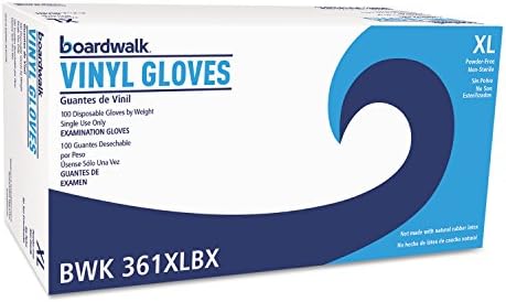 Boardwalk BWK361XLBX 3.6 mil Powder/Latex-Free Exam Vinyl Gloves - X-Large, Clear (100/Box) Boardwalk