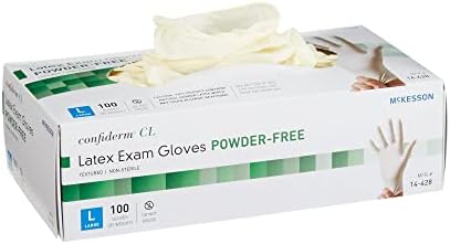 McKesson Confiderm Latex Exam Gloves, Non-Sterile Medical Gloves with Textured Fingertips - Beaded Cuff, Powder-Free - Ivory, Size Large, 100 Count, 10 Boxes, 1000 Total Mckesson