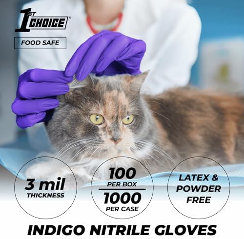 1st Choice Nitrile Disposable Gloves, 3 Mil Indigo Box of 100 Small Nitrile Gloves Disposable Latex Free - Medical Gloves 1st Choice