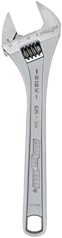 Channellock 812W 12-inch Adjustable Wrench, 1.5-inch Wide Mouth Jaw Capacity, Precise Jaw Design Grips in Tight Spaces, Measurement Scales for Easy Sizing Diameters Channellock