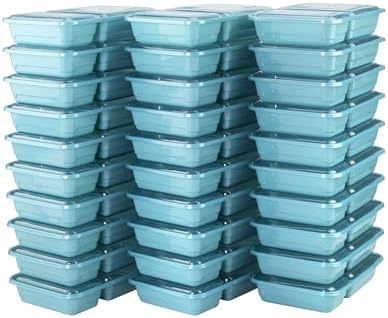 GoodCook Meal Prep Rectangle Two Compartment 30 units, Teal, BPA Free GoodCook