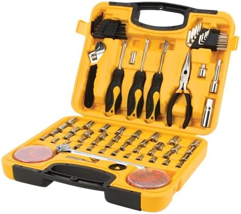 Performance Tool W1538 SAE/Metric Garage Tool Set for House Repairs and Projects, Yellow, 94 Pieces Performance Tool