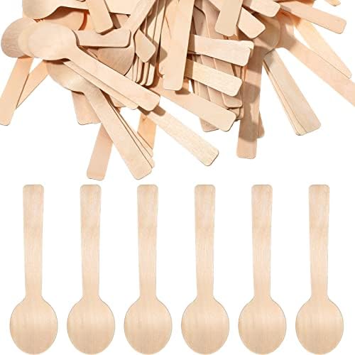 500 Pack Mini Wooden Spoons 3.9 Inch Disposable Wooden Spoons Birch Wooden Dessert Spoons Tiny Wooden Spoons Dessert Utensils for Eating Party Supplies, Chocolate Stirrers Meanplan