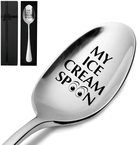 My Ice Cream Spoon,Funny Engraved Stainless Spoon, Ice Cream Spoon,Ice Cream Lovers Gift,Best Friend Spoon Gift(With Gift Box) Jxubeuro