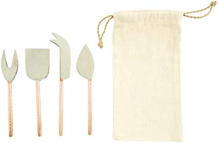 Stainless Steel Cheese Knives with Copper Finished Handle (Set of 4 Pieces in Drawstring Bag) Creative Co-op